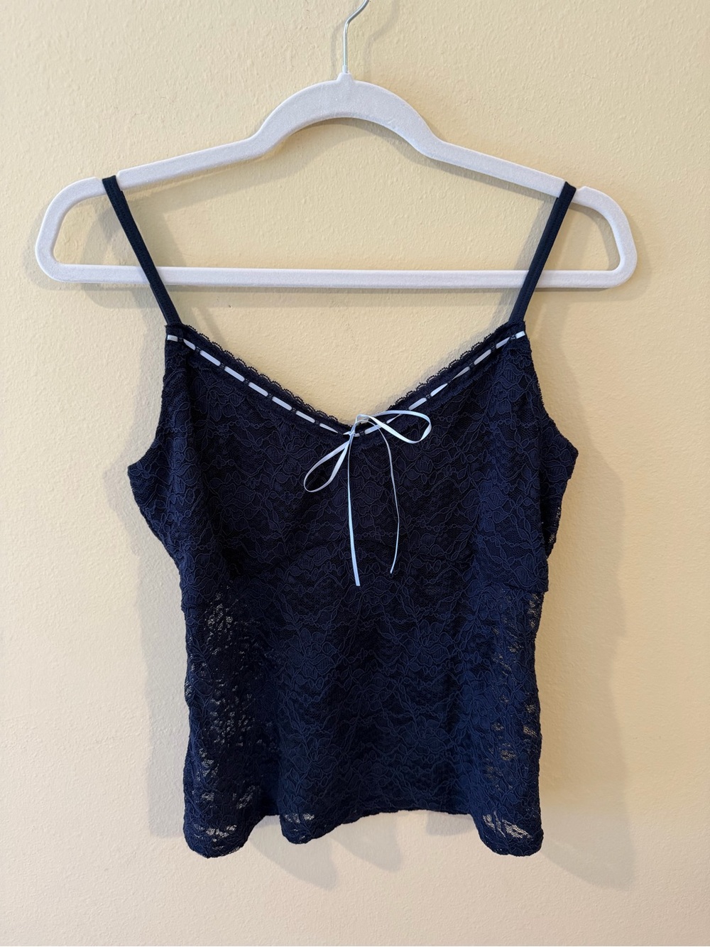 Hollister Navy Lace Cami with Contrast Bow